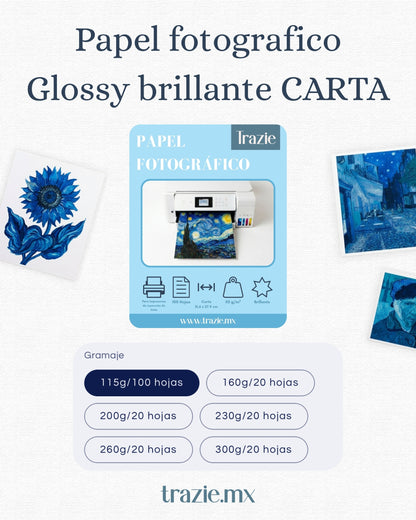 Papel Fotografico Glossy brillante Carta